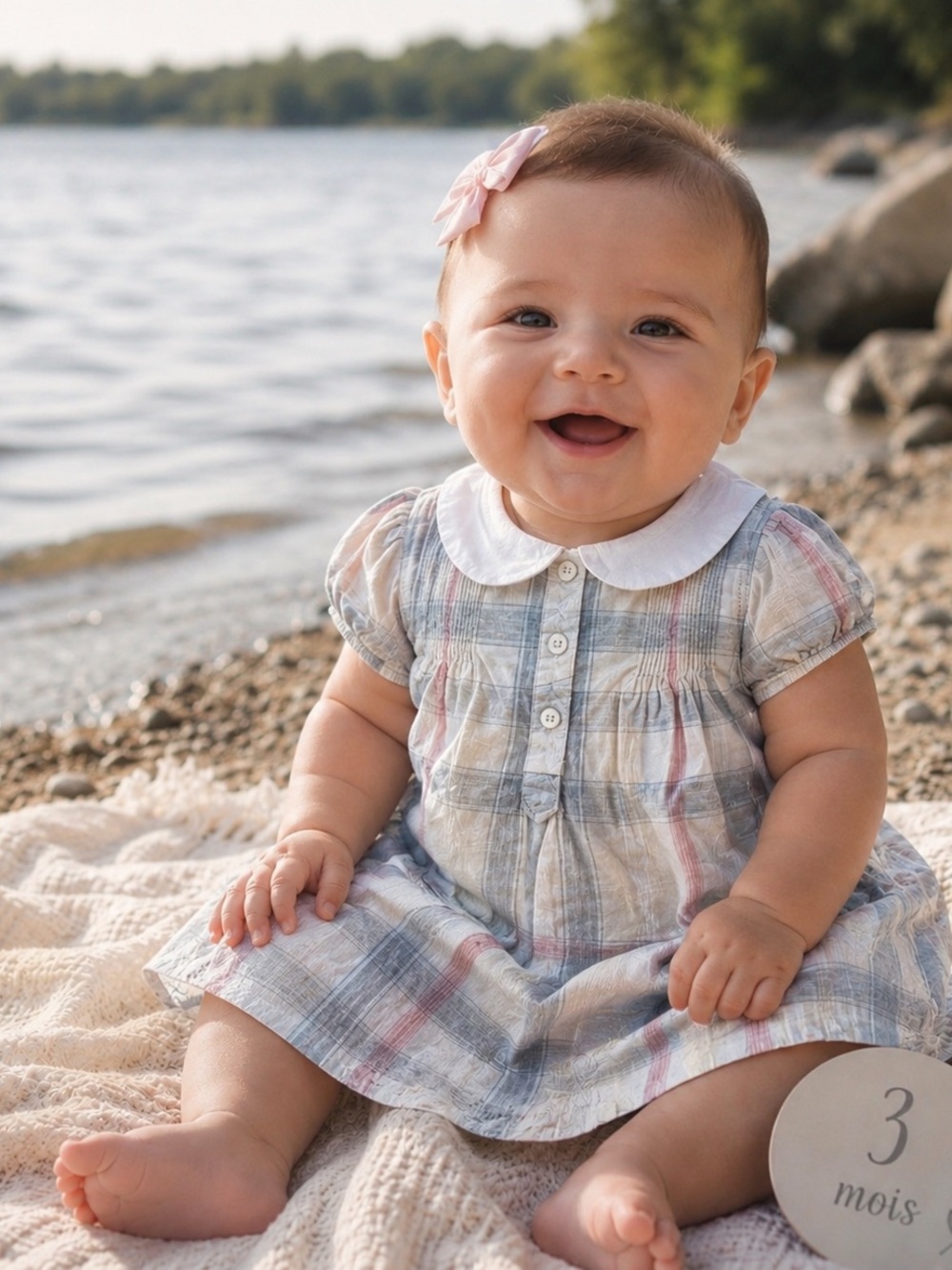 Burberry Baby kid dress short‎ sleeves 1/3 months Burberry beige